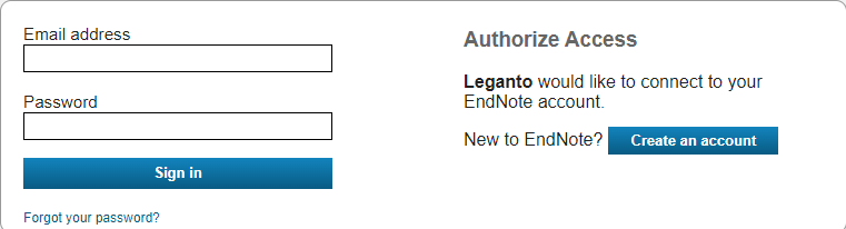 Authorize Leganto to access your EndNote account.