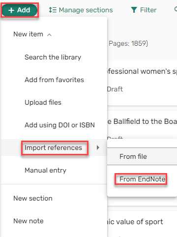 Import reference from EndNote.