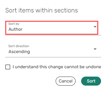 The option to sort by author.