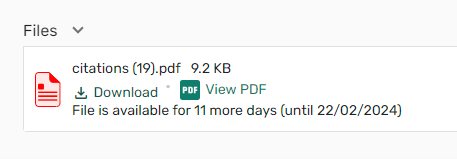 Message indicating that the file will be available for less than 30 days.