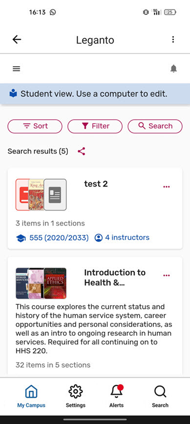 New Leganto UI in Library Mobile