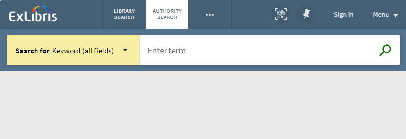 Search Box on Authority Search page.