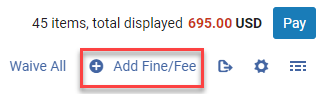 Le bouton Ajouter une amende/des frais.