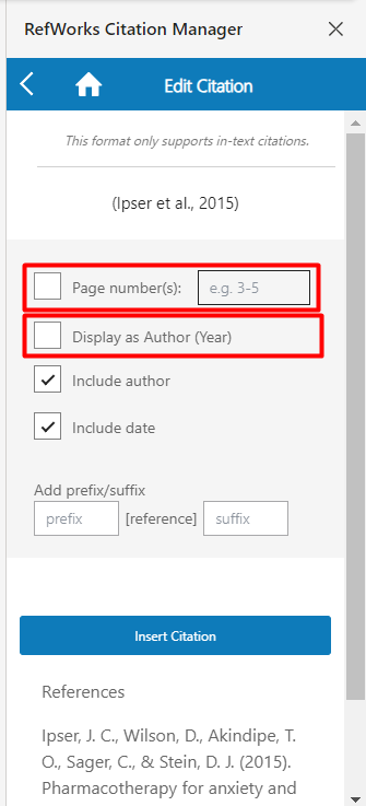 The RCM for Word Edit Citation section.