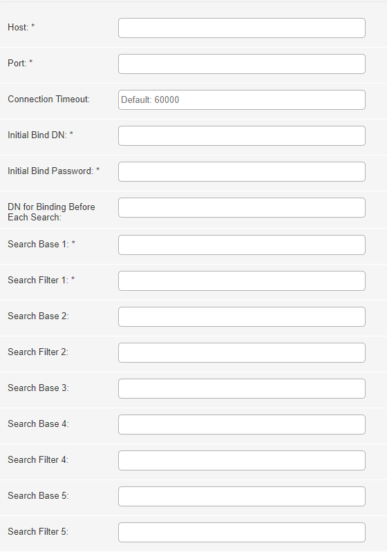 The LDAP configuration screen.