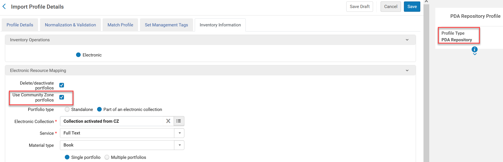 The Use Community Zone checkbox for PDA