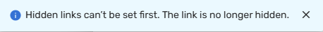 The hidden link cannot be set first message.