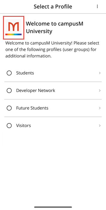Web App logo in the Select a Profile screen.
