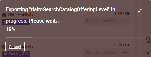 Progress Dialog when Exporting is in progress.