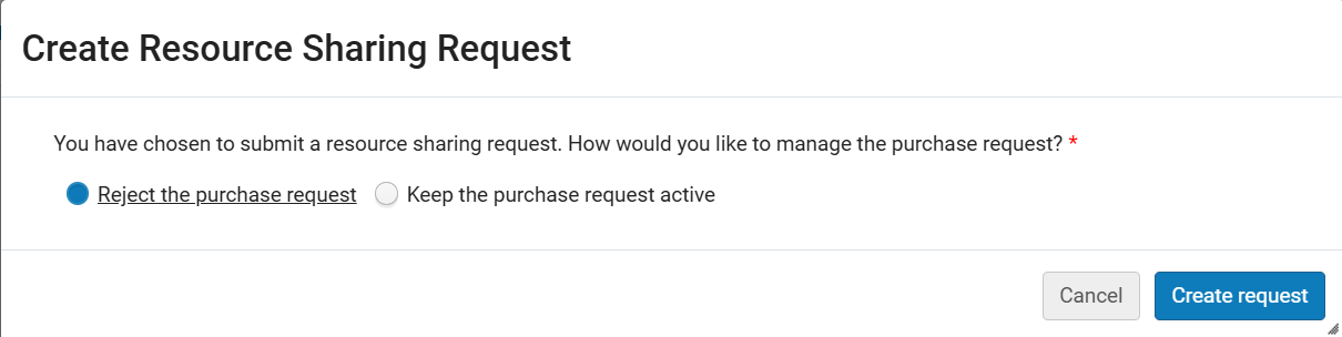 The Create Resource Sharing Request message.