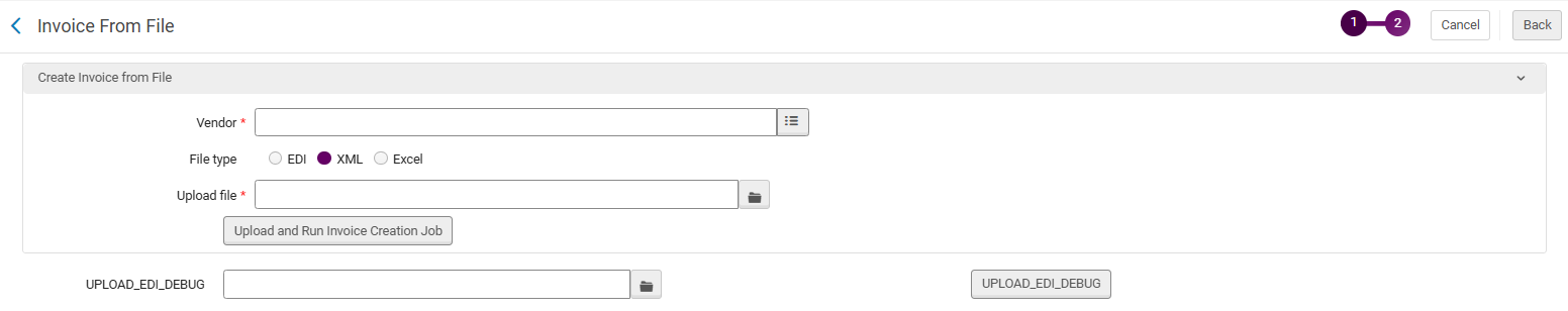 The Invoice from File page.