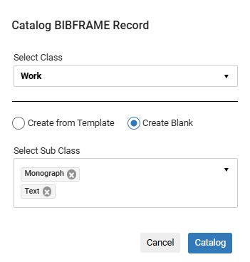 The form to create a new record.