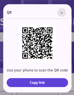 QR dialog box.