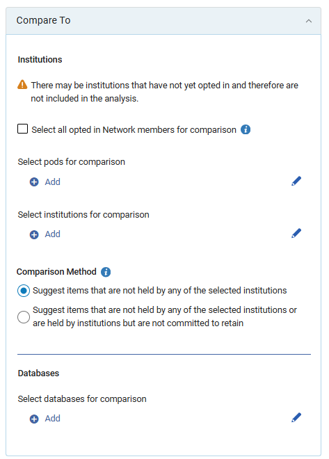 Compare to (retention, when comprating with other institutions).