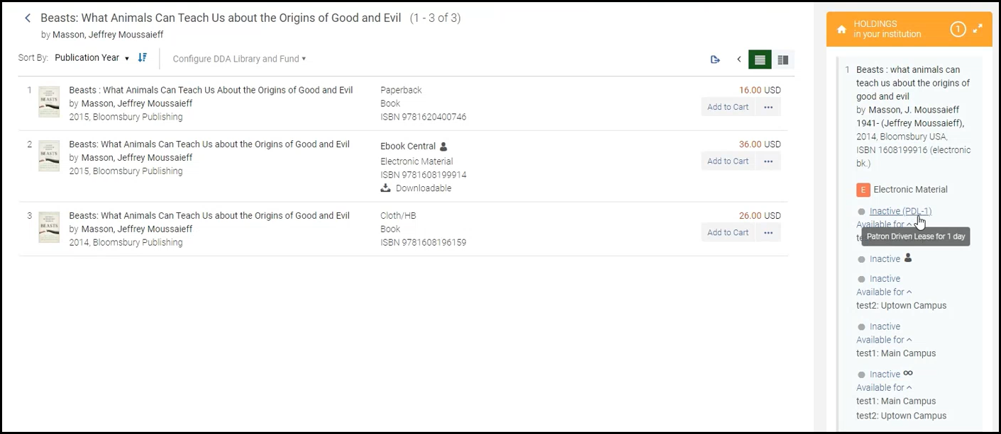 Access model in the holdings panel.