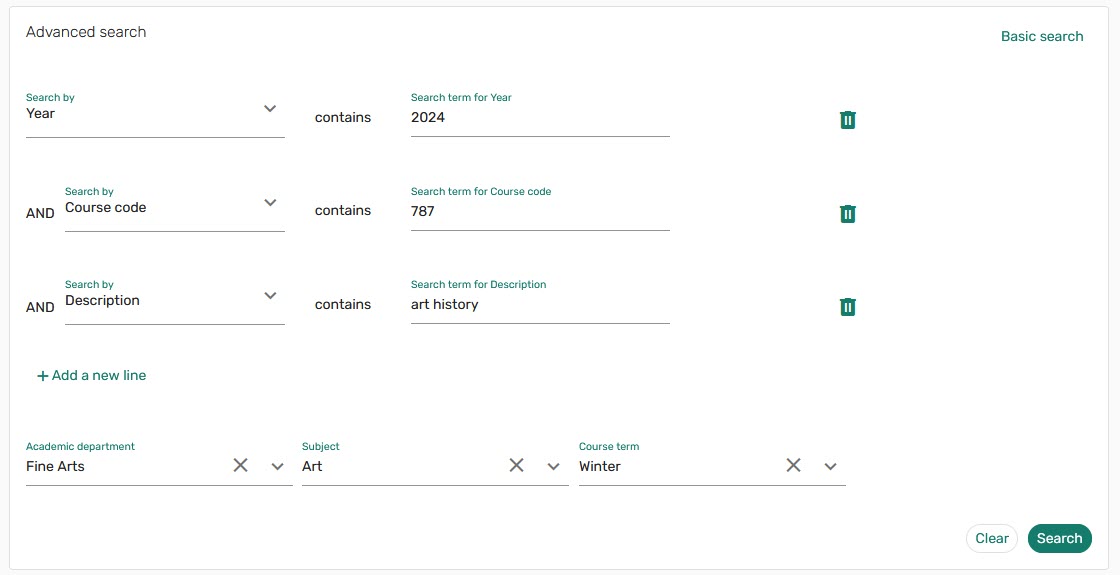 Advanced search with detailed criteria.