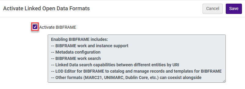 The option to Activate LOD Formats.