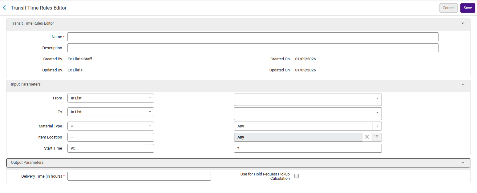 Transit Time Add Rule.
