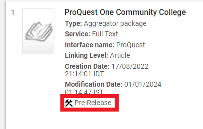 The Pre Release Indication.