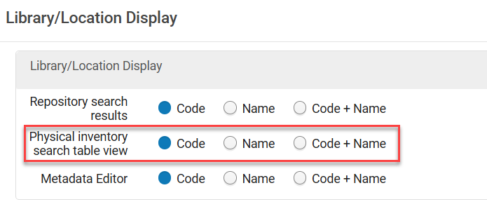 The library/location configurations.
