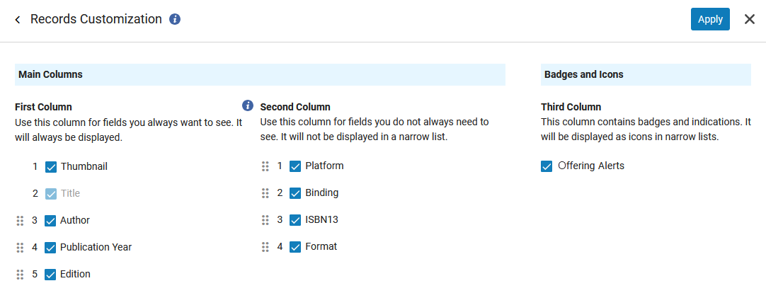 Records Customization - Offer-level options.