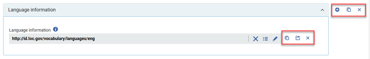 Section/field actions.
