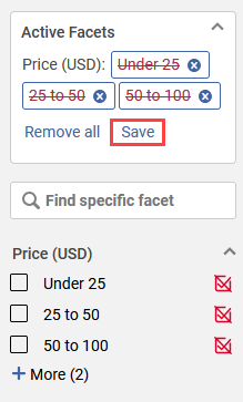 Save facets button.