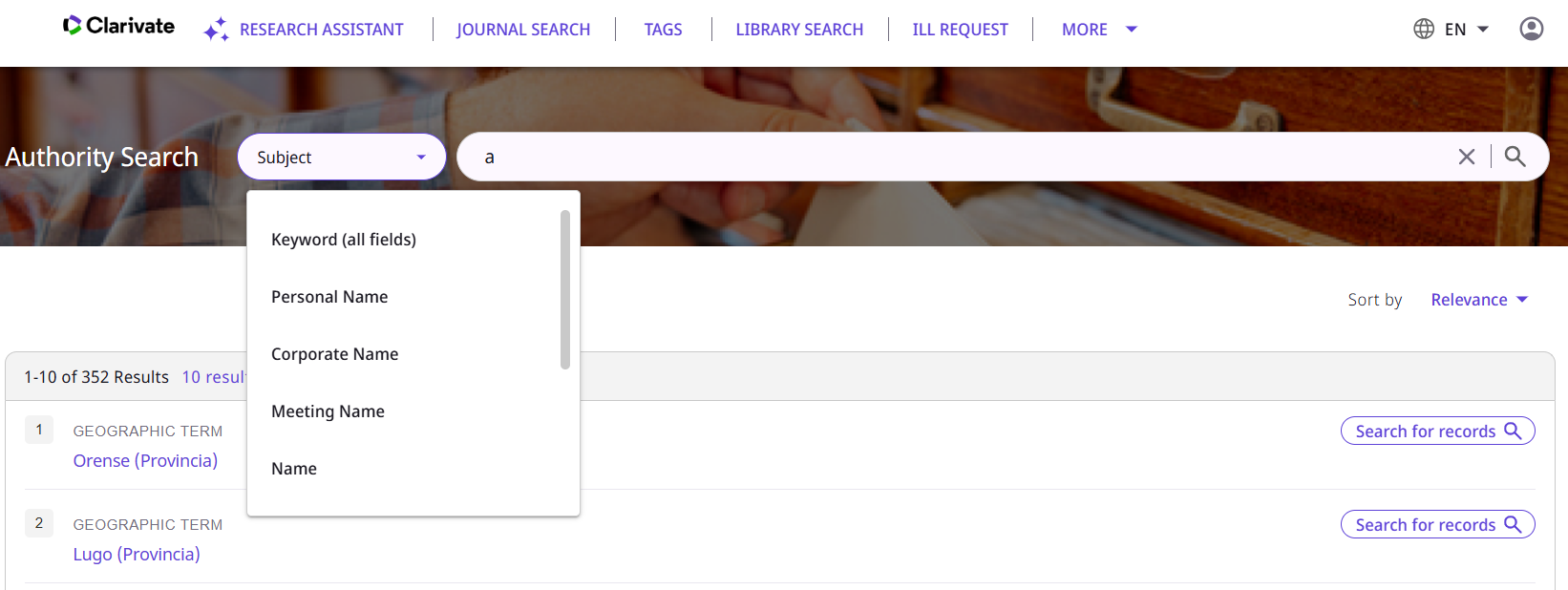 The authority search.