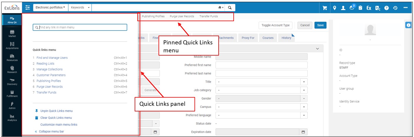 Quick Link improvements.