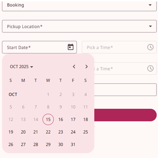 The embedded booking calendar.