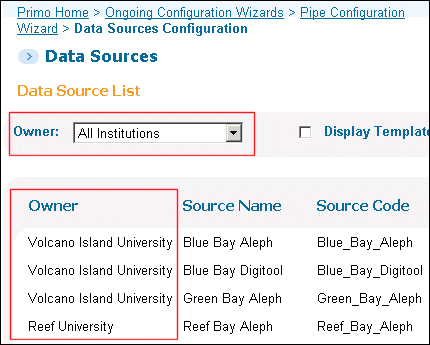 Owner Field Drop-Down List (Data Sources Example)