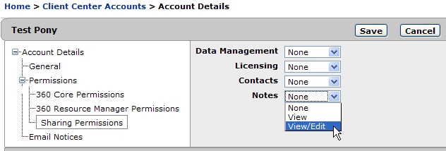 Account Details - Consortial Sharing Permissions