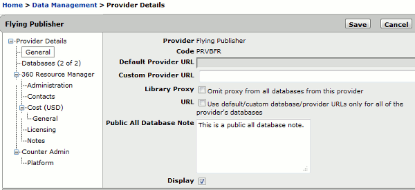 Provider Details - Public All Database Note