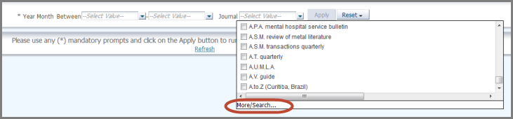 More/search option
