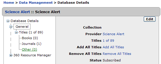 Database Details - Add or Remove All Titles