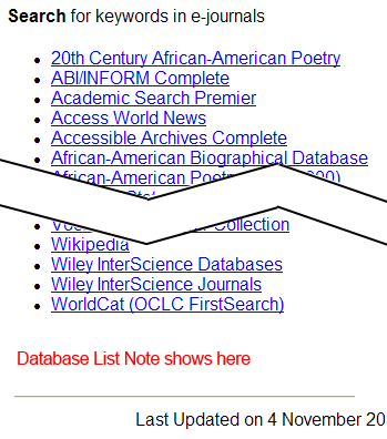 EJP Database List Note