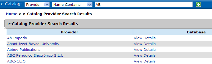 Provider search results