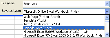 Excel - Save As - Unicode Text
