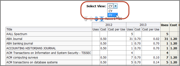 Calendar Year, Fiscal Year selection