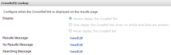 360 Link Admin Console - CrossRef Lookup