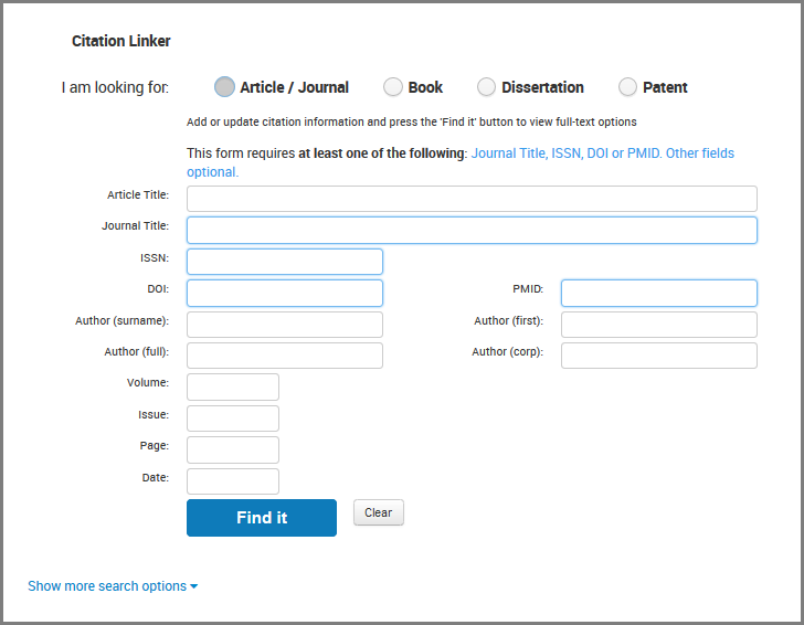 Citation Linker form