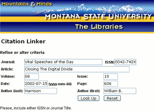 360 Link - Citation Linker Page
