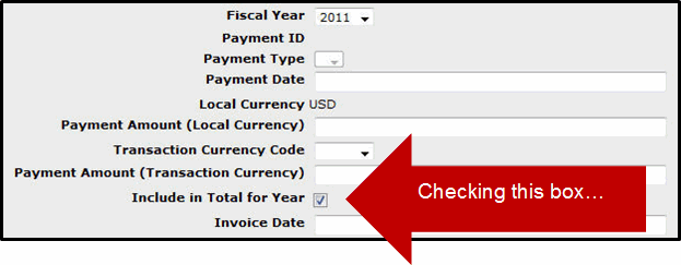 Include in Total for Year checkbox