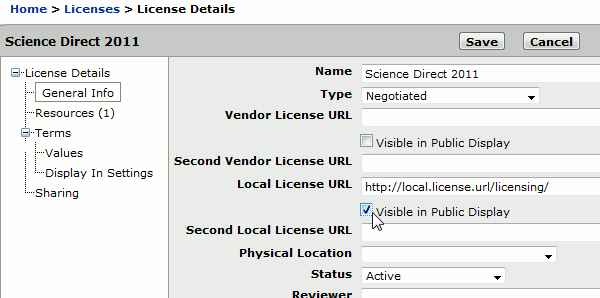360 Resource Manager - License Details - URL edits