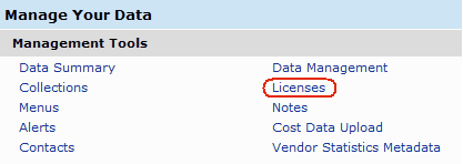 Client Center Home - Licenses