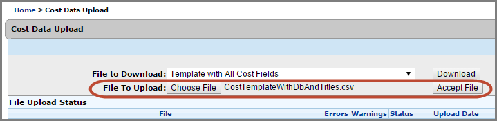 upload journal titles cost template
