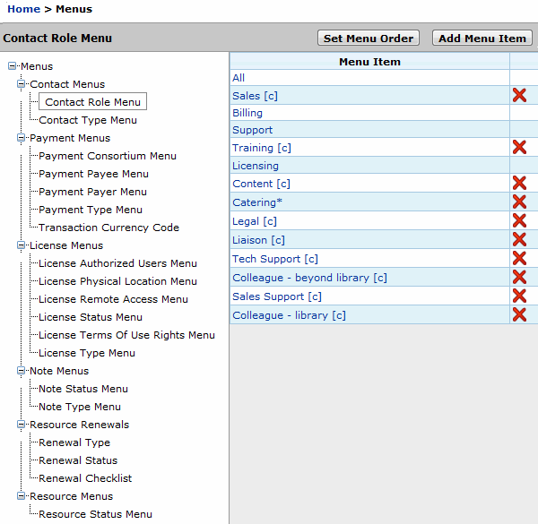 Resource Manager Menu Screen