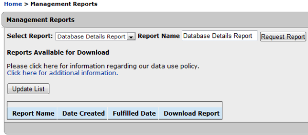 Database Details Report