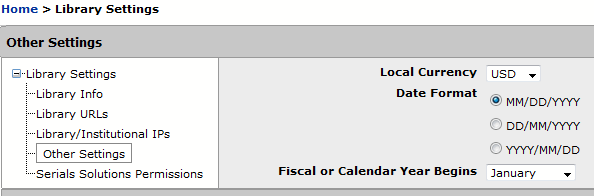 Client Center - Library Settings - Other Settings