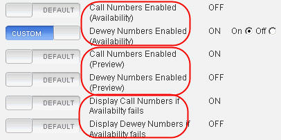 Summon Console Call and Dewey Number Settings